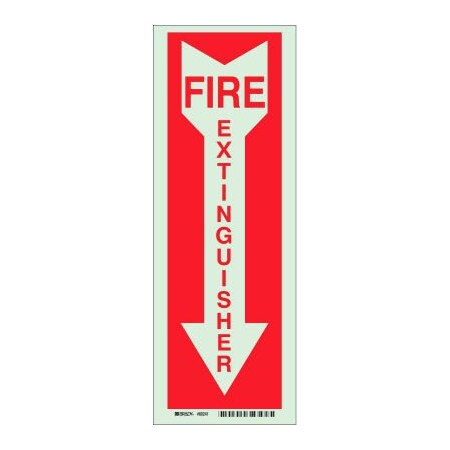 Brady Brady BradyGlo Fire Extinguisher Sign, Self-Adhesive, Polyester, 5inW x 14inH 80241